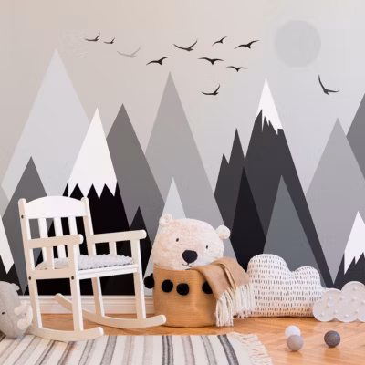 Stickers enfant montagnes scandinaves rebeka 120 x 180 cm
