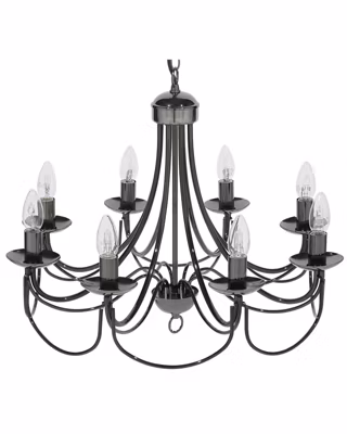 Lustre en métal noir de style traditionnel pour 8 ampoules TEESTA