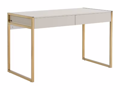 Bureau avec 2 tiroirs – MDF et métal – Beige et doré – MASON