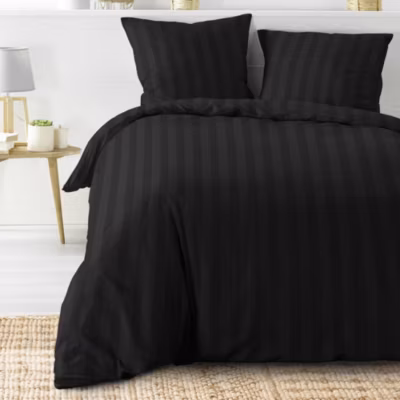 Housse de couette 240×220 + 2 taies Cléo noir uni microfibre