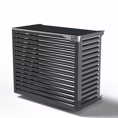 Cache de pompe à chaleur – Big Blade – Anthracite – Fixation murale Taille XXL (L 135cm – H 112cm – P 68cm) – Box Air Klima