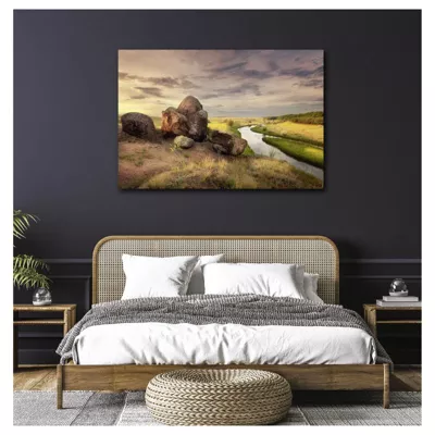 Tableau toile en kit STONE ALONE 140 x 95 cm – Toile textile sans PVC, Made in France par Scenolia