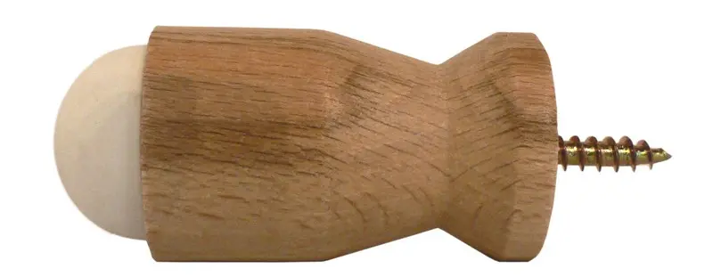 Butée de plinthe Modèle balustre – A visser Hêtre verni/élastomère blanc L:78mm Ø28mm Blister de 1