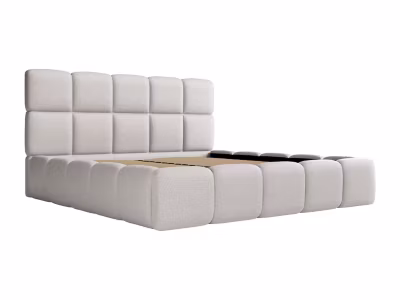 Lit coffre 160 x 200 cm – Tissu chiné – Gris clair – DAMADO II