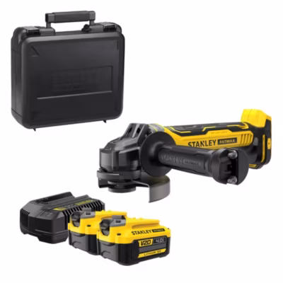 STANLEY FATMAX V20 Meuleuse d&rsquo;Angle 125mm Brushless  – Lithium 18V – 2 Batteries 4Ah – SFMCG700M2K-QW