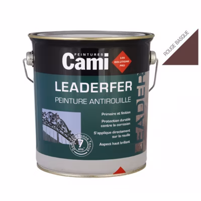 LEADERFER Rouge Basque-0,5L Laque antirouille brillante pour toutes vos ferrures- CAMI