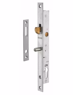 Boitier de serrure encastrable à crochet à cylindre pour porte coulissante, axe 16mm, bouts carrés, zingué – THIRARD
