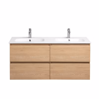 Pack Meuble prémonté 120 bois-Vasque céramique-Robinets chromé-Miroirs ELY – bain-bain