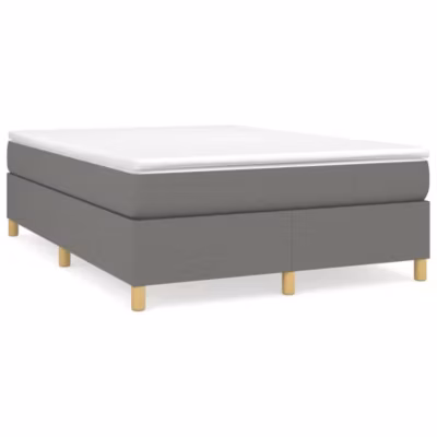 Lit double, Lit adulte, Cadre de lit à ressorts gris foncé 140×190 cm tissu