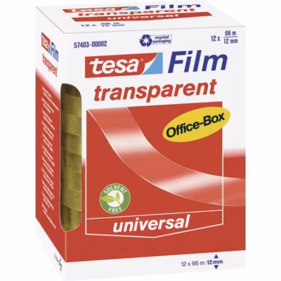 Tesafilm 57403-00002-00 film adhésif transparent 66 m x 12 mm – pack économique 12 rouleaux