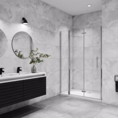AICA porte de douche pivotante 110x185cm en 6mm verre anticalcaire porte de douche pliante avec un élément fixe