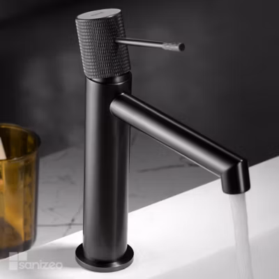 Mitigeur de Lavabo Anti-Calcaire Bec Bas Black Gun Métal IMEX LINE BDD038-1BGM