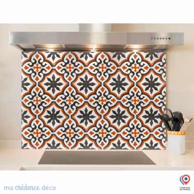Crédence cuisine fond de hotte Carrelage classique rouge – Alu composite – L 60 cm x H 45 cm – MaCrédenceDéco