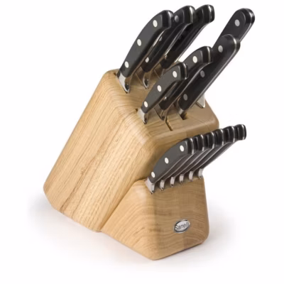 Bloc de Couteaux de Cuisine Ergoforge 21, Noir, Acier, 33x31x13 cm, Sanelli