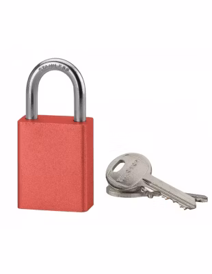 Cadenas à clé Cobble, aluminium, extérieur, anse inox, 38mm, rouge, 2 clés – THIRARD