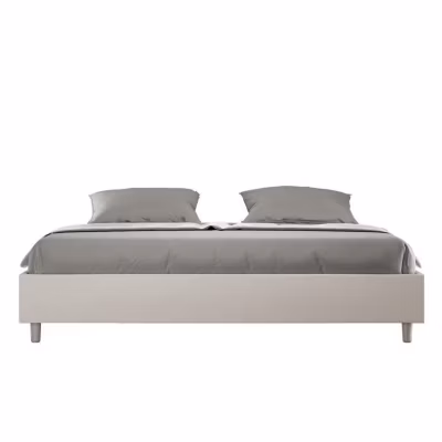 Lit conteneur rembourré Sommier 200×200 Azelia simili cuir gris tourterelle
