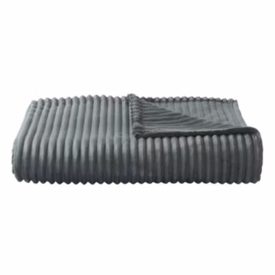 Couverture polaire  –  – Effet côtelé 3D (240×260 cm – Gris clair)