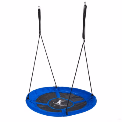 Balançoire ronde nid d&rsquo;oiseau rond 100cm – Bleu – Charge 150kg maxi