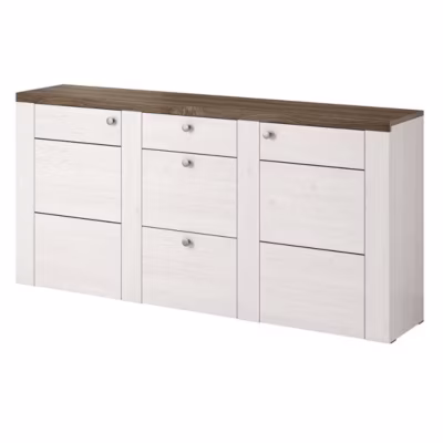 Buffet design 175cm pour salon couleur blanc effet bois et chene collection SANTIAGO.