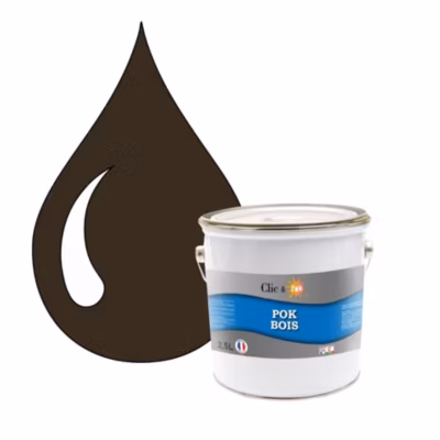 Peinture extérieure bois – Résistante aux intempéries POK BOIS – 2,5L – RAL 8014 – Brun Sépia – Clic & Pok