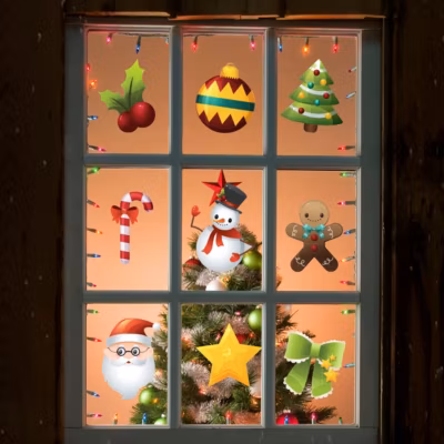 Sticker Noël la féerie de Noël – Autocollants stickers adhésifs noël – décoration fêtes – 100x185cm