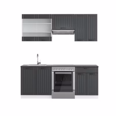 Vicco Cuisine Anthracite maison de campagne/blanc 200cm , PT Anthracite
