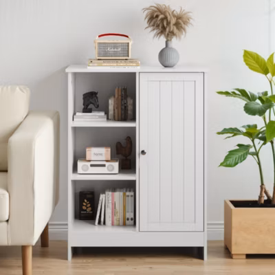 Armoire cuisine/salle de bain 60x30x80 cm, 1 armoire + 3 étagères, blanc