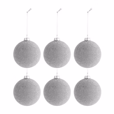 Lot de 6 Boules de Noël Design « Perles » 8cm Naturel