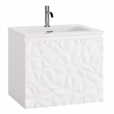 Ensemble meuble DIAMONDS  Blanc+ vasque solid surface ICE 60cm