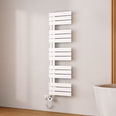 EMKE Radiateur Sèche-Serviettes Électrique 1320×400 mm, Blanc 600W, WiFi, Modes Intelligents, Détection Fenêtre