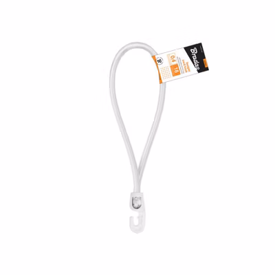 Tendeurs boucle élastique blanc 18 cm diam 4mm avec 1 crochet PVC (lot de 25 pièces)