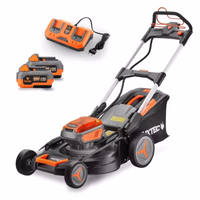 Tondeuse gazon batterie autotractée 40V (2X20V) – FUXTEC FX-E2RM51 – 51cm mulching ejection latérale 2 batteries Li-Ion 4Ah