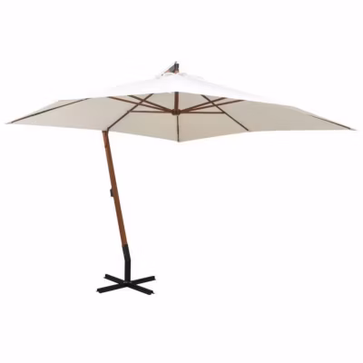 Parasol 300 x 300 cm Poteau en bois Blanc