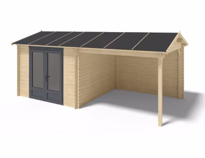 Abri de jardin en bois – 17.4m2 – 5.79x3m – Ep. 28mm – Couleur: naturel – DOM640