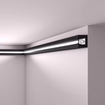Corniche NMC WALLSTYL IL12 BLACK Moulure décorative Cimaise Éclairage indirect