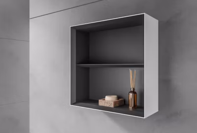 Etagère murale suspendue 48x18x48cm (LxPxH) Blanc mat 2 compartiments intérieur anthracite mat – ARCTIC 480