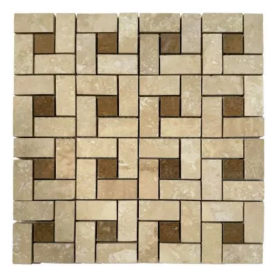 Mosaïque en Travertin Blanc Ivoire, Noçe – Target (Cible)