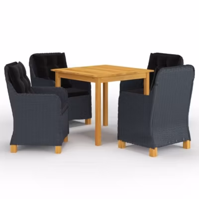 Ensemble de salle à manger de jardin – vidaXL – 5 pcs – Bois d&rsquo;acacia – Résine tressée – Gris foncé