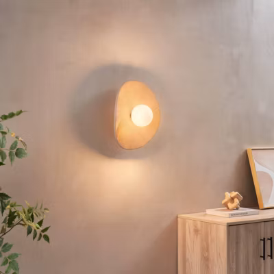 Applique ou plafonnier en céramique texturée et verre blanc – Niria