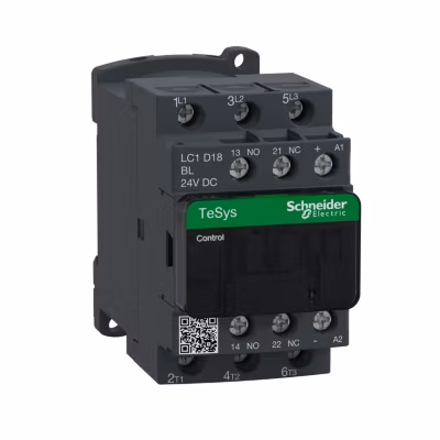 Lc1d18bl Schneider – Contacteur Tripolaire – 3no – 18a – Bobine 24vcc Basse Consommation – Vis