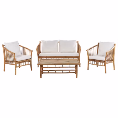 Ensemble de salon de jardin avec table 4 places MAGGIORE Bambou Marron clair