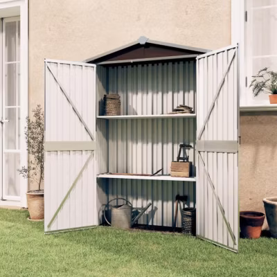 vidaXL Abri de Jardin Cabane Maison de Stockage Remise d&rsquo;Extérieur Hangar de Stockage d&rsquo;Outils Marron 116x45x175 cm Acier 46304
