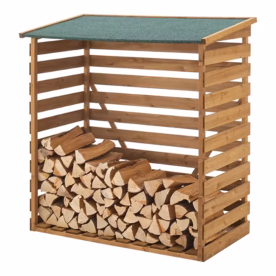 Abri-bûches couvert sapin 123 x 116 x 64 cm en.casa
