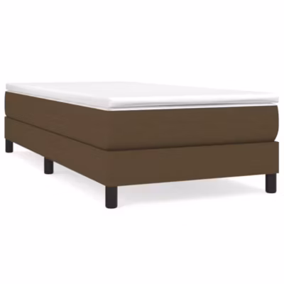 Lit simple, Lit adulte, Cadre de lit à ressorts marron foncé 100×200 cm tissu