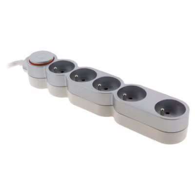 Bloc Home 5 prises 16A 2P+T câble 3m – Argent – Zenitech