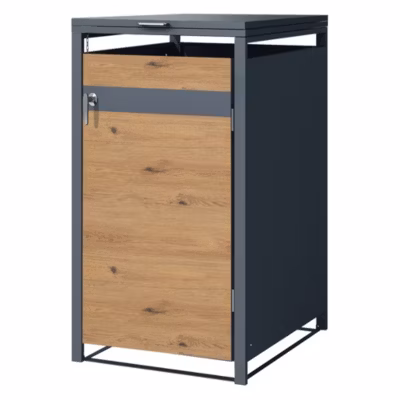 Abri pour 1 poubelle ML-Design 68x80x116,3 cm 240L anthracite/aspect chêne avec couvercle/porte