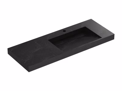 Vasque suspendue en solid surface effet marbre noir –  120 x 45 x 8 cm  – OKAPA