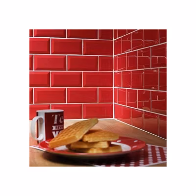 Carrelage mur relief métro parisien uni rouge brillant 7,5×15 cmMETRO ROSSO