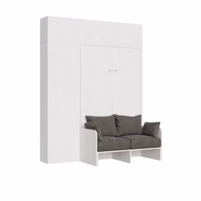 Lit 120 Sofà Kentaro Frêne Blanc avec colonne unité murale suspendue unité murale au dessus de la colonne