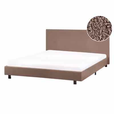 Lit avec sommier Bouclé ALBI 140 x 200 cm Marron
